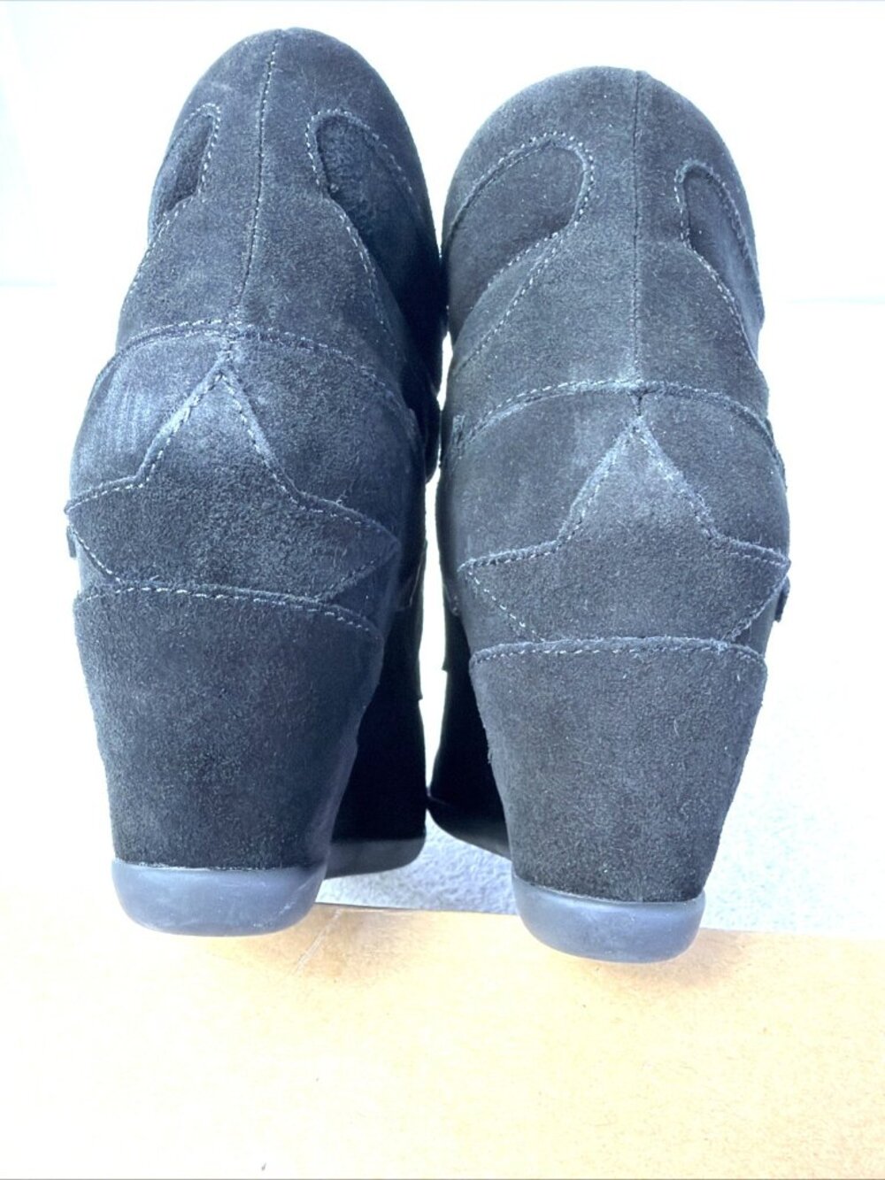 Ash Brandy Suede Wedge Booties Lace Up Black US Sz 9 Heel 2.5 NEW in Box - Picture 7 of 10